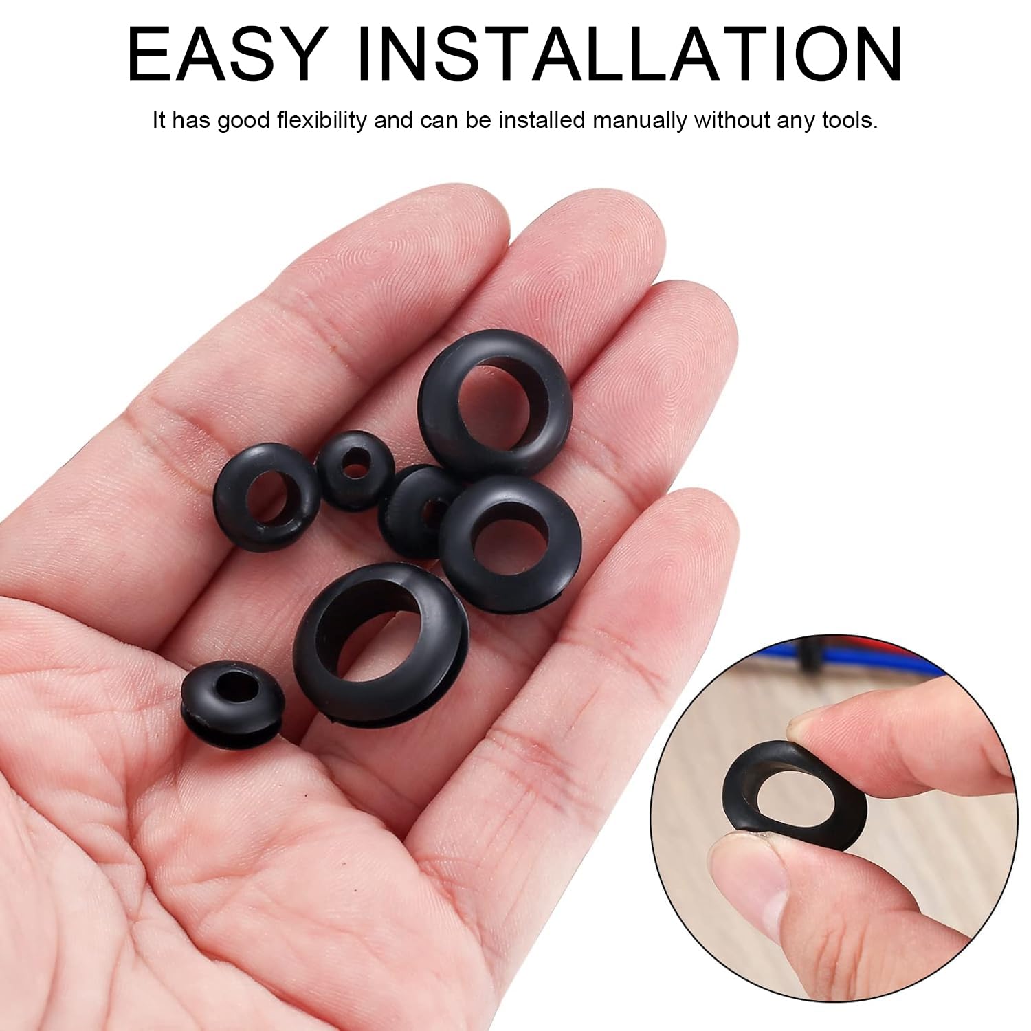 TA-VIGOR 30Pcs Rubber Grommets Cable Wire Protector, 16mm Conductor Wiring Blanking Gasket Ring Grommets - Image 4
