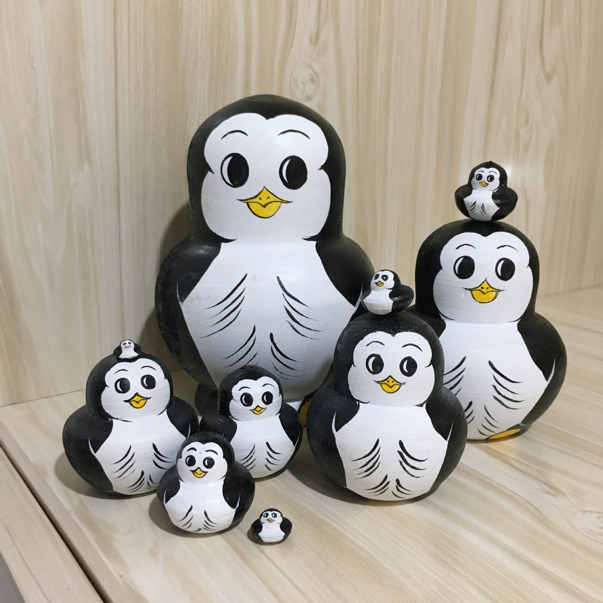 Rosyjska Matrioszka Lalka Rosyjska Matryoshka 10 Sztuk Penguin Matryoshka Doll Zabawki Edukacyjne Etniczne Charakterystyczne Kreatywne Ręcznie Matrioszka Rosyjska