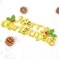 Vista 3 de Letrero dorado de 16 pulgadas, decoración de corona de árbol de Navidad, accesorios para colgar, letrero de plástico dorado para pared, árbol