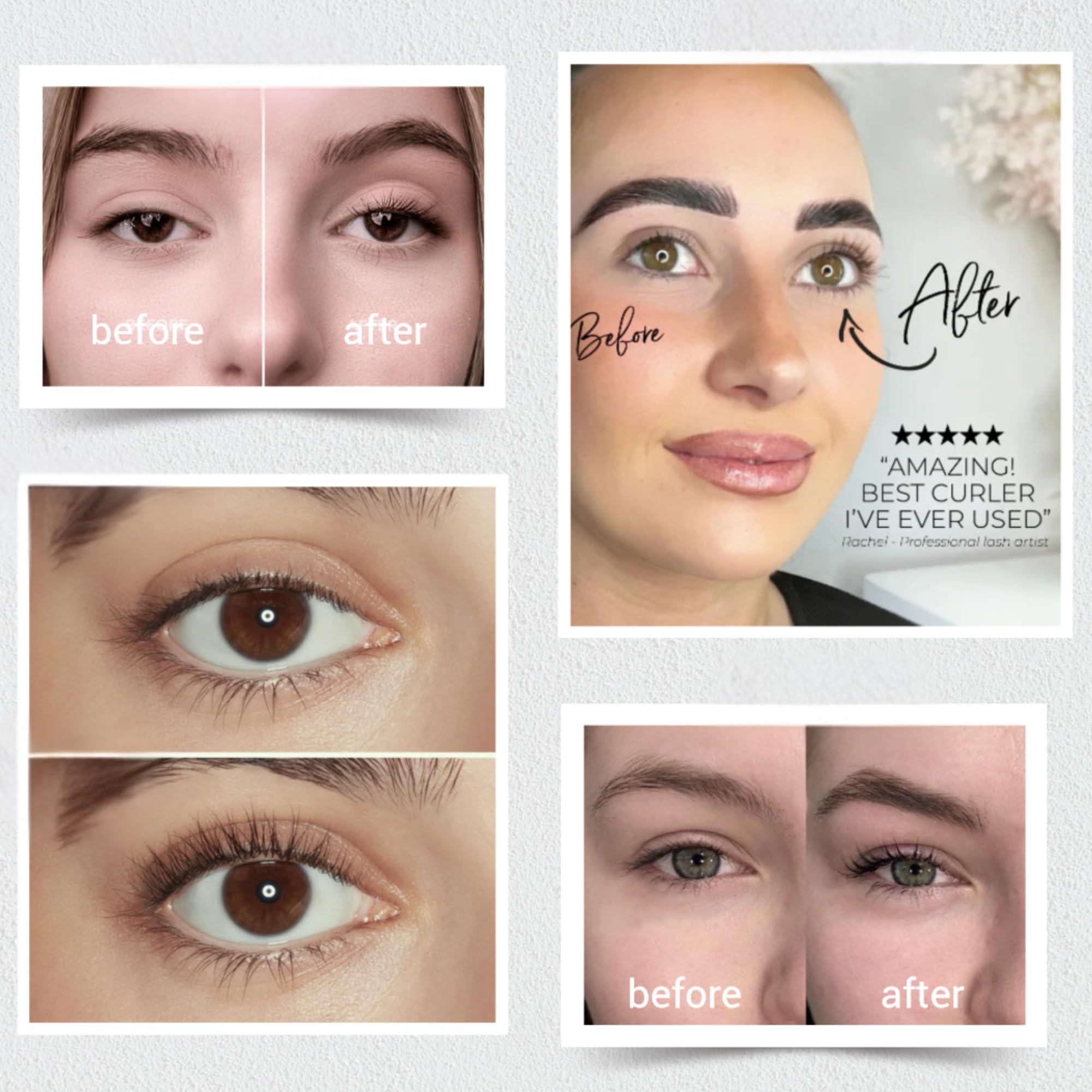 XXL Lashes - Rizador ergonómico con peine incorporado, ideal para pestañas largas y rizadas. Separador de pestañas, rizador de pestañas, herramienta para alargar de pestañas.