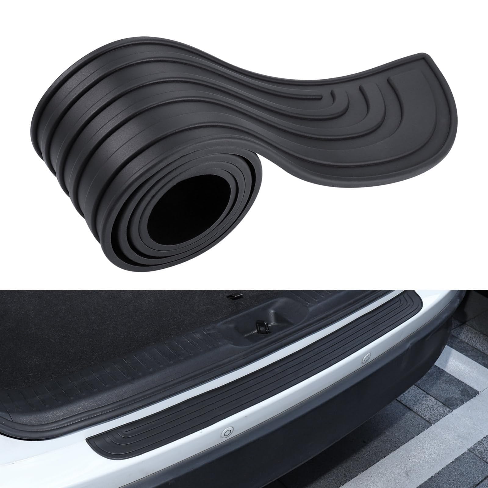 YDSTNiu 1 Pcs Car Boot Rubber Bumper Protection for Audi A4 Avant (B9 8W) 2019-, Tailgate Sill Scuff Plate Boot Bumper Edge Protector Rubber Mat