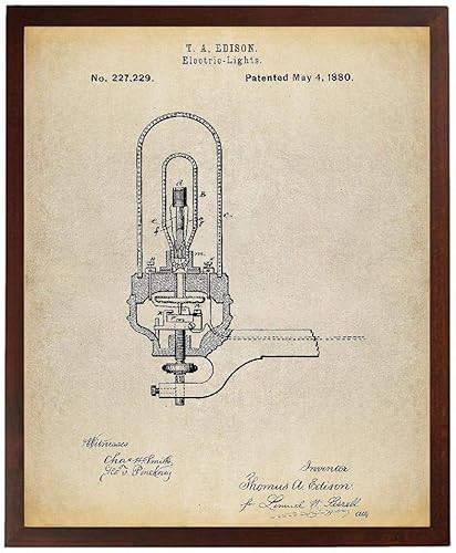 Póster de bombilla Edison TNP121 con tecnología de patente de Thomas Edison, impresión artística industrial para decoración de pared