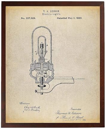 Edison Light Bulb Poster Art Print Thomas Edison Patent Technology Poster Art Print Industrial Wall Decor TNP121