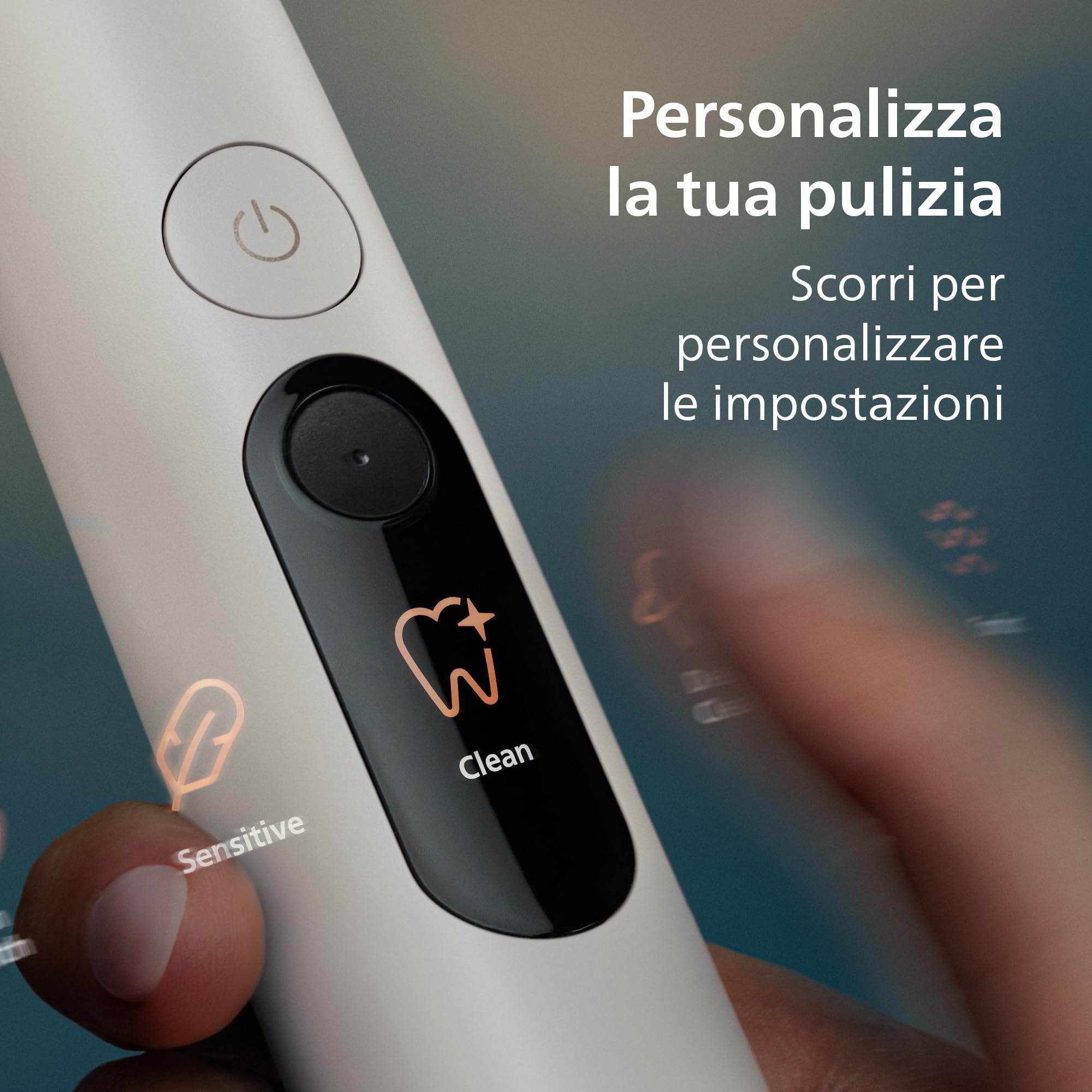 Philips Sonicare Next-Generation DiamondClean 8500 Spazzolino elettrico - con Feedback di pressione, 18 impostazioni, bianco polvere, HX8514/11