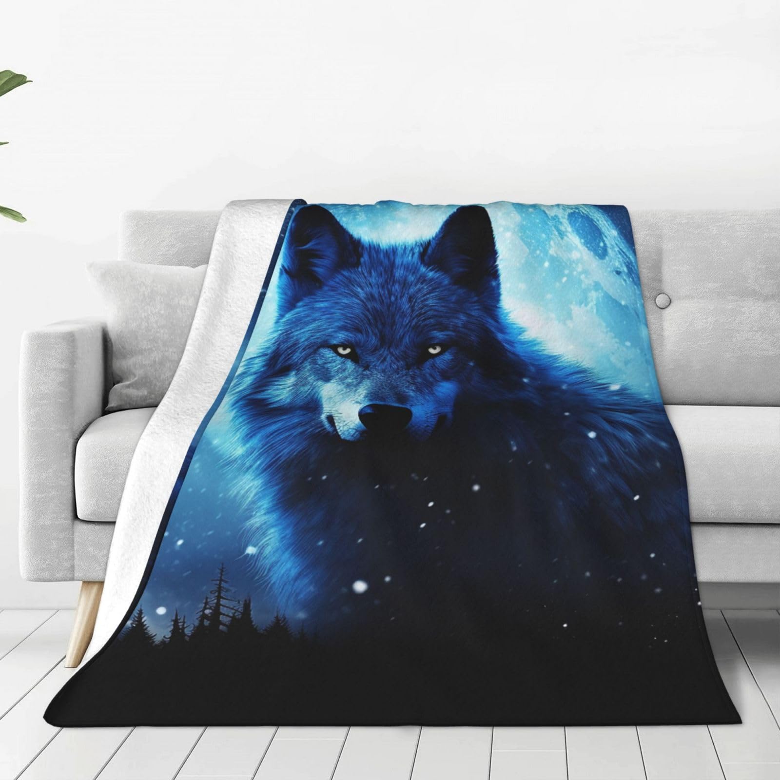 KLOPH Wolfs Throw Blanket 80"x60" Flannel Fluffy Warm Blanket for Couch, Reversible Plush Blankets for Bed, Comfy Fuzzy Blanket for Sofa, Plush Lightweight-Blankets for All Season