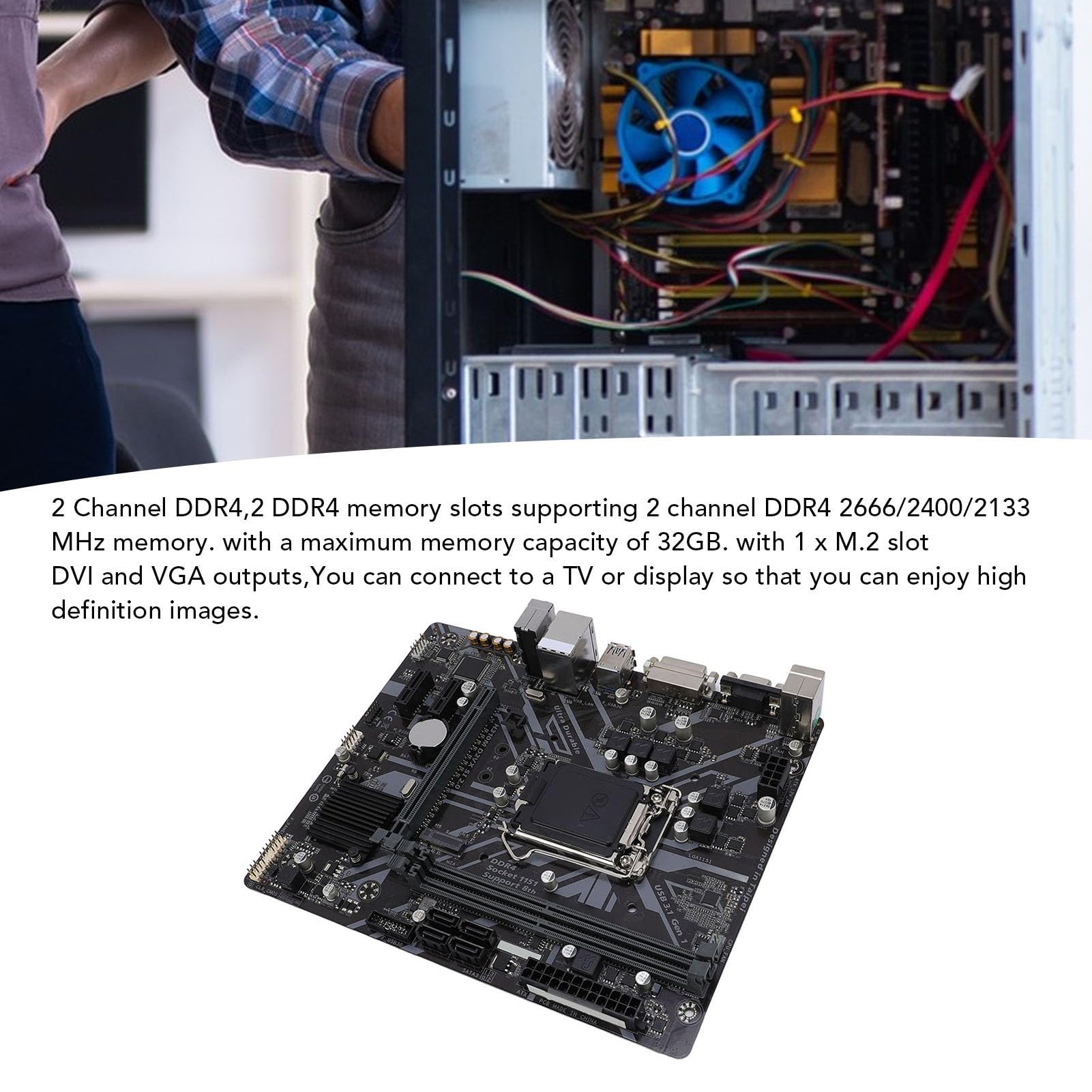 H310M-D2VX-SI 2.0 Motherboard M-ATX, LGA 1151, 2 Canaux DDR4, M.2, SATA III, DVI & VGA Sorties, PCI-E 3.0 pour 8e Génération I7 / I5 / I3 CPUs CPUs Core