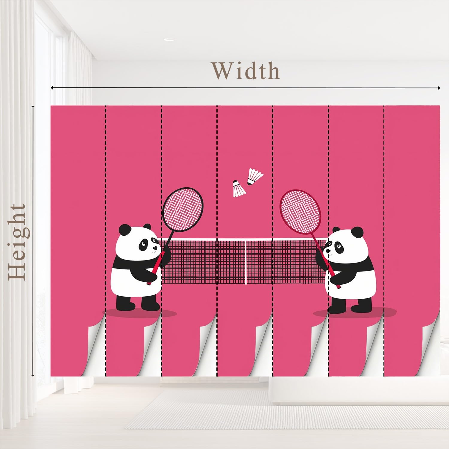 Panoramiczna niestandardowa tapeta 3D mural kreskówka, zabawa, wzór zwierzęcy, panda, badminton, sport dekoracja plakat obraz projekt murale sztuka ścienna do sypialni pokoju nastolatka włóknina