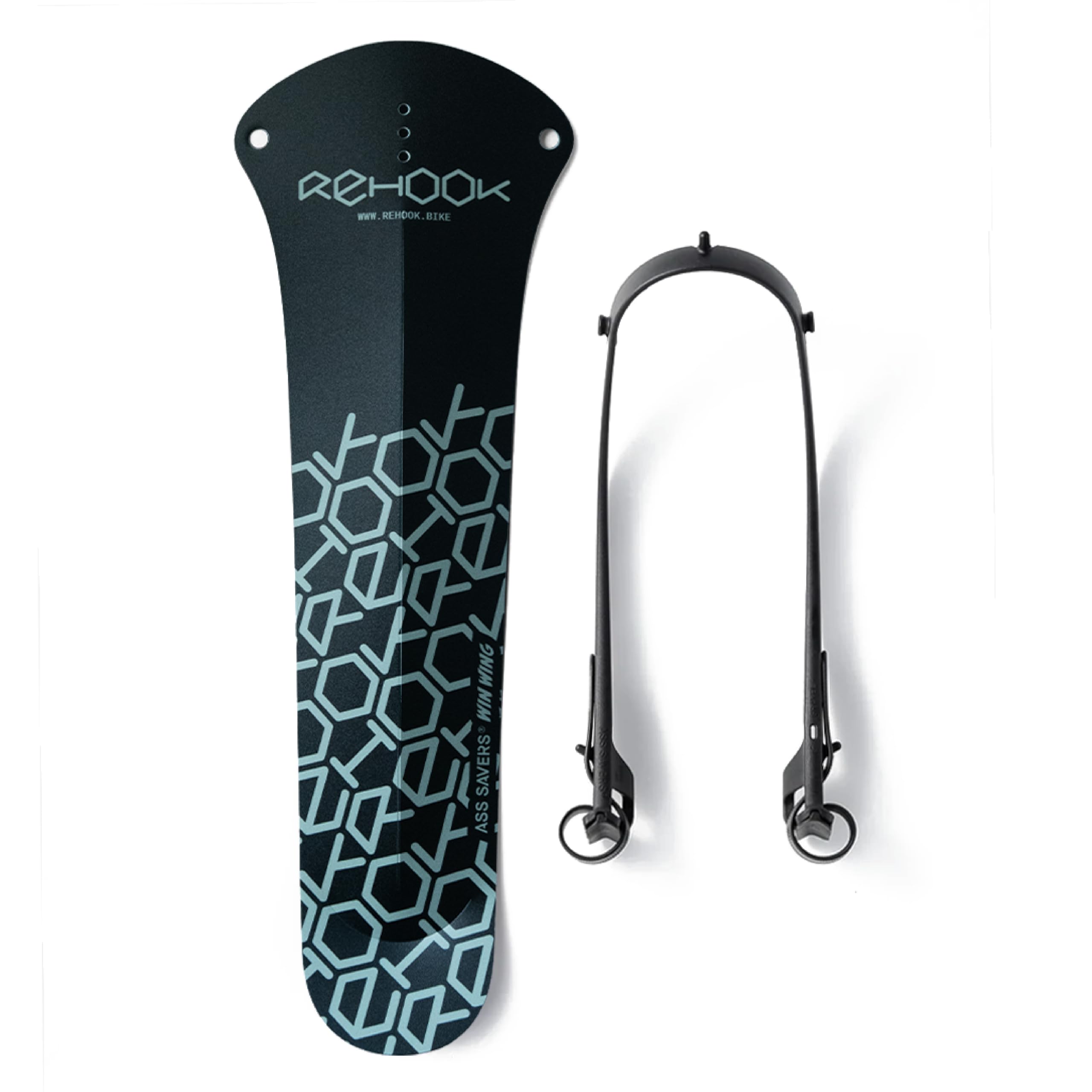 Rehook Ass Savers Win Wing 2 Gravel Rear Bicycle Mudguard with Black Wishbone, Bike Tyre Widths Up to 60mm, Ultralight, Clip On Fender, Easy Installation & Removal, Secure Mount, Swedish Design