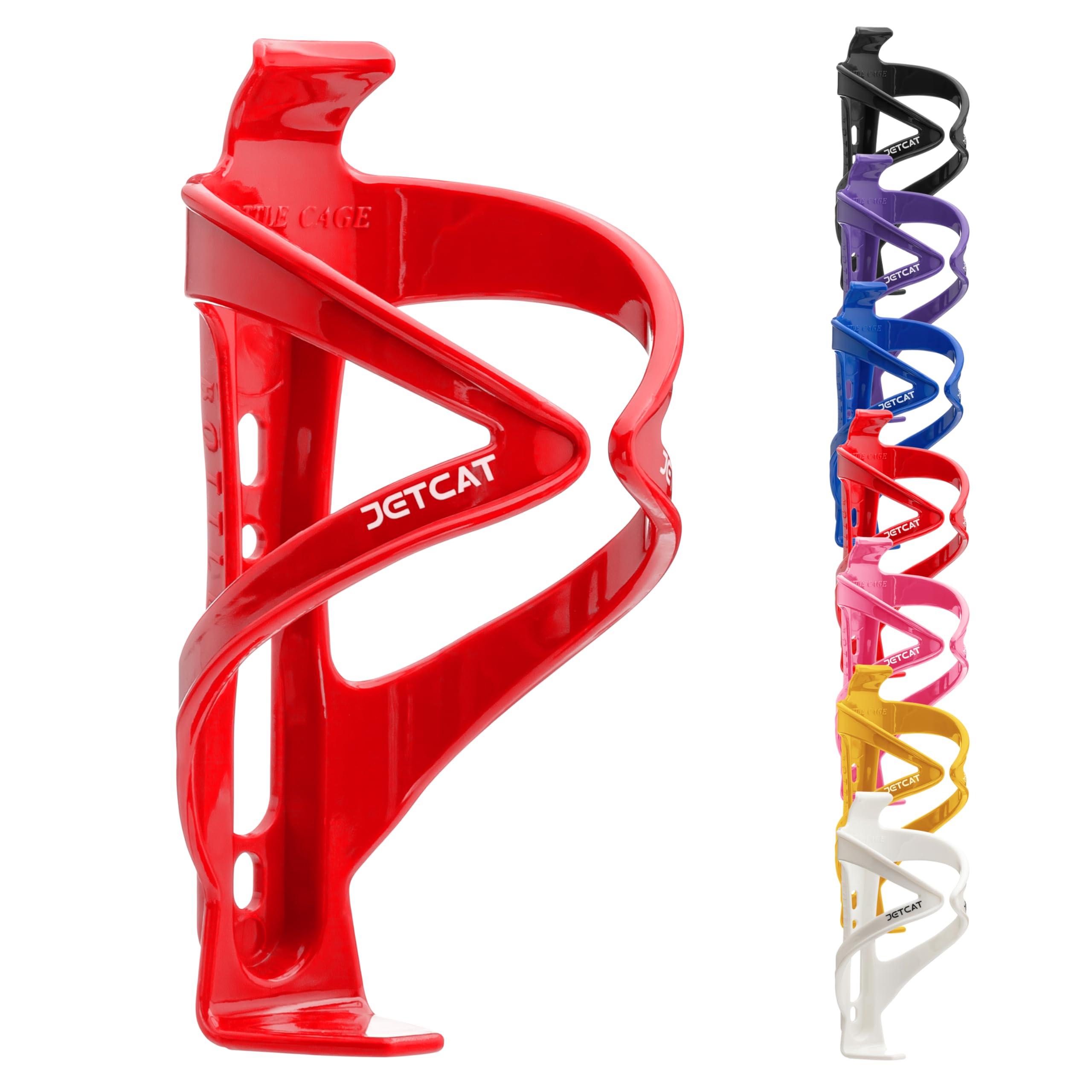JETCAT Bike Water Bottle Holder – Bike Cup Holder & Bike Water Bottle Cage for Bicycle, MTB, Mountain, Gravel, Road, eBike | Adult/Kids, Carbon Fiber Biking Accessories Red