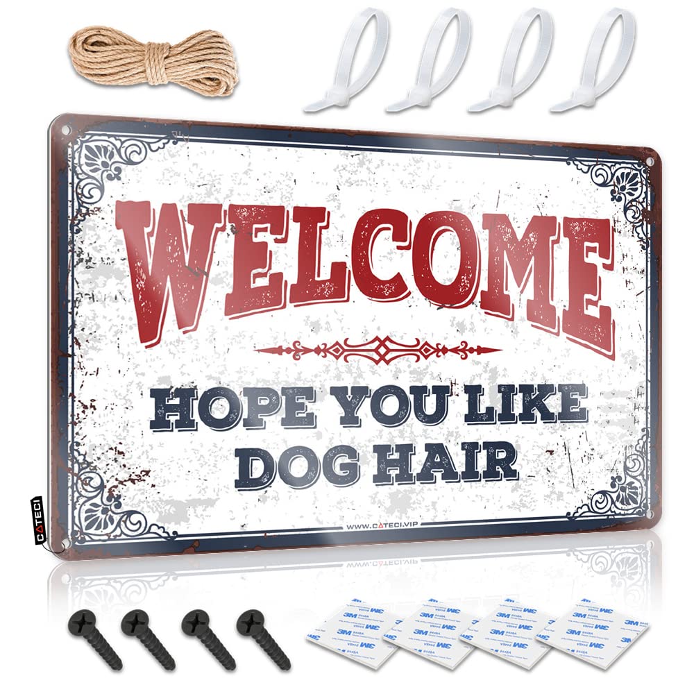 Fzfn Colour Farm, Funny Wall Art Ranch Accessories Welcome Hope You Like Dog Hair | Rustic Awesome Wall Art(20X30cm)