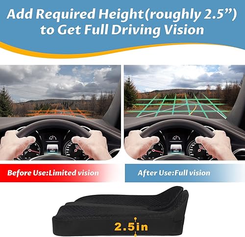 Miniatura 2 de Cojín de asiento de automóvil para una visión más amplia, cojín de asiento de automóvil para automóvil que reduce la presión de la espalda baja y la