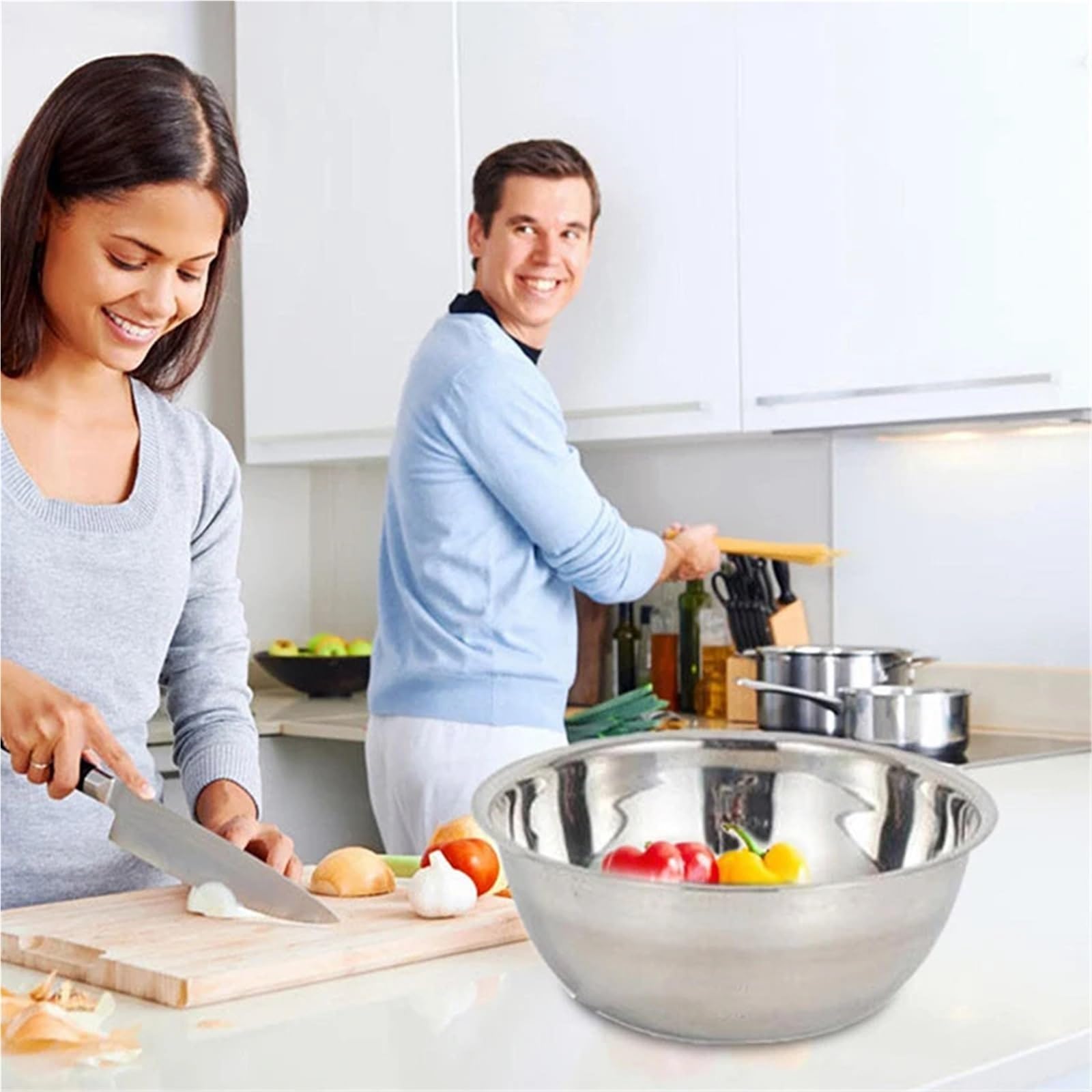 Ensaladeras Cuencos de sopa de acero inoxidable de gran tamaño, 3 uds., olla de sopa redonda multifunción, Palte for sopa, ensalada, platos for hornear, herramientas de cocina Para Cereales, Ensalada(