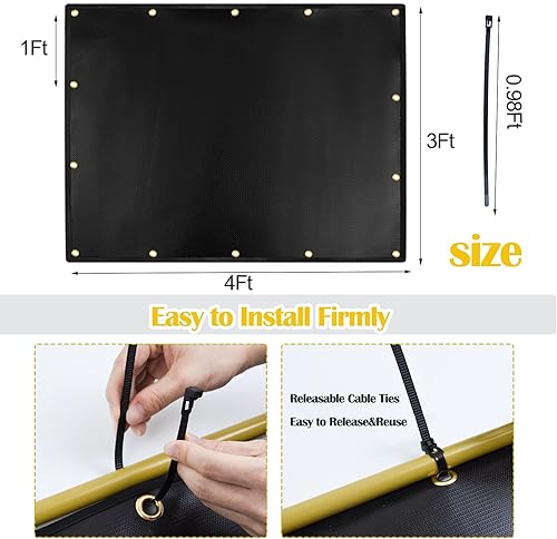 Miniatura 2 de Escudo térmico para pared detrás de la parrilla, 4 x 3 pies para parrilla al aire libre, cubierta de valla ignífuga negra y pantalla resistente para