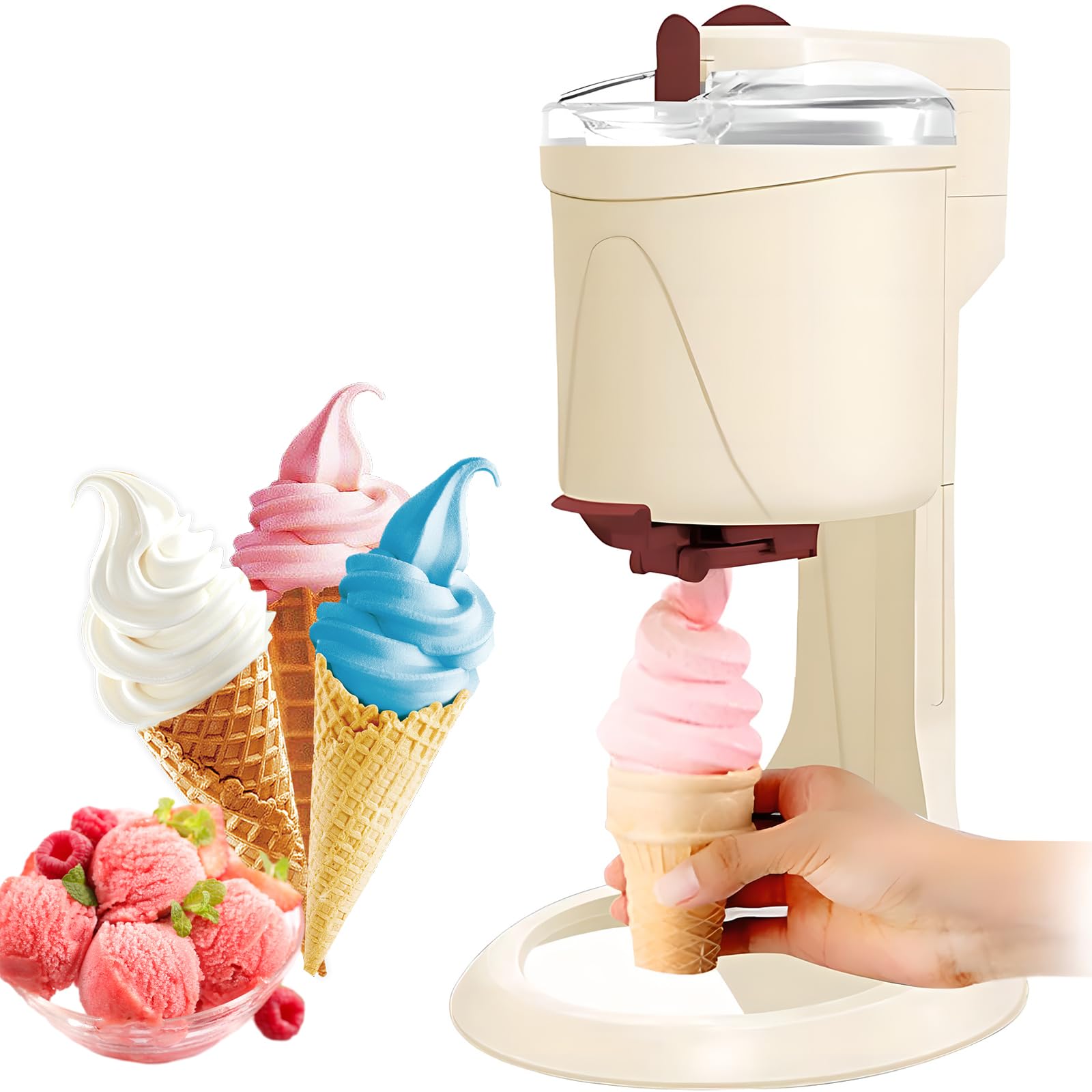 Máquina automática de helado para hacer yogurt congelado para helados caseros, capacidad de 1 litro para un uso fácil
