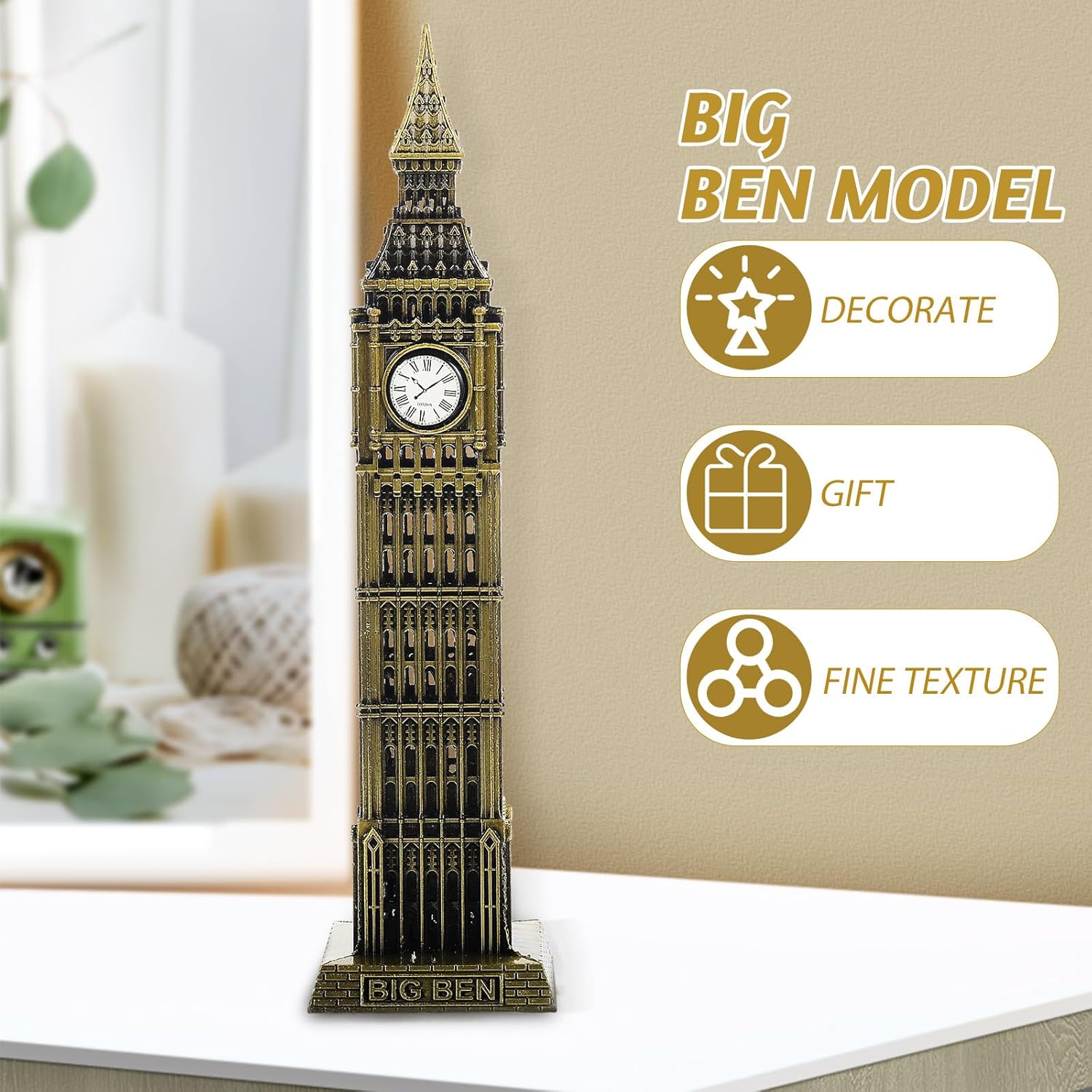 Big Ben Statue Architecture Model England Big Ben Clock Tower Statue Collectible Figurine Tourism Souvenir Desktop Decoration - Image 9