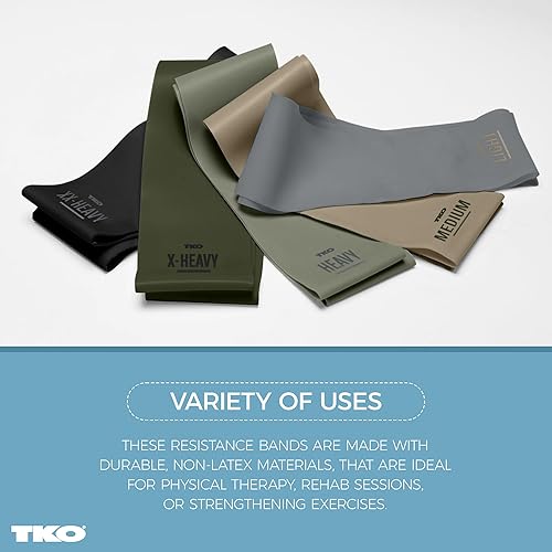 Miniatura 6 de TKO Power Loop Bands Set 5-Pack - 5 Levels of Resistance Bands for Varied Exercise Including Physical Therapy, Stretching, Strength Training, and