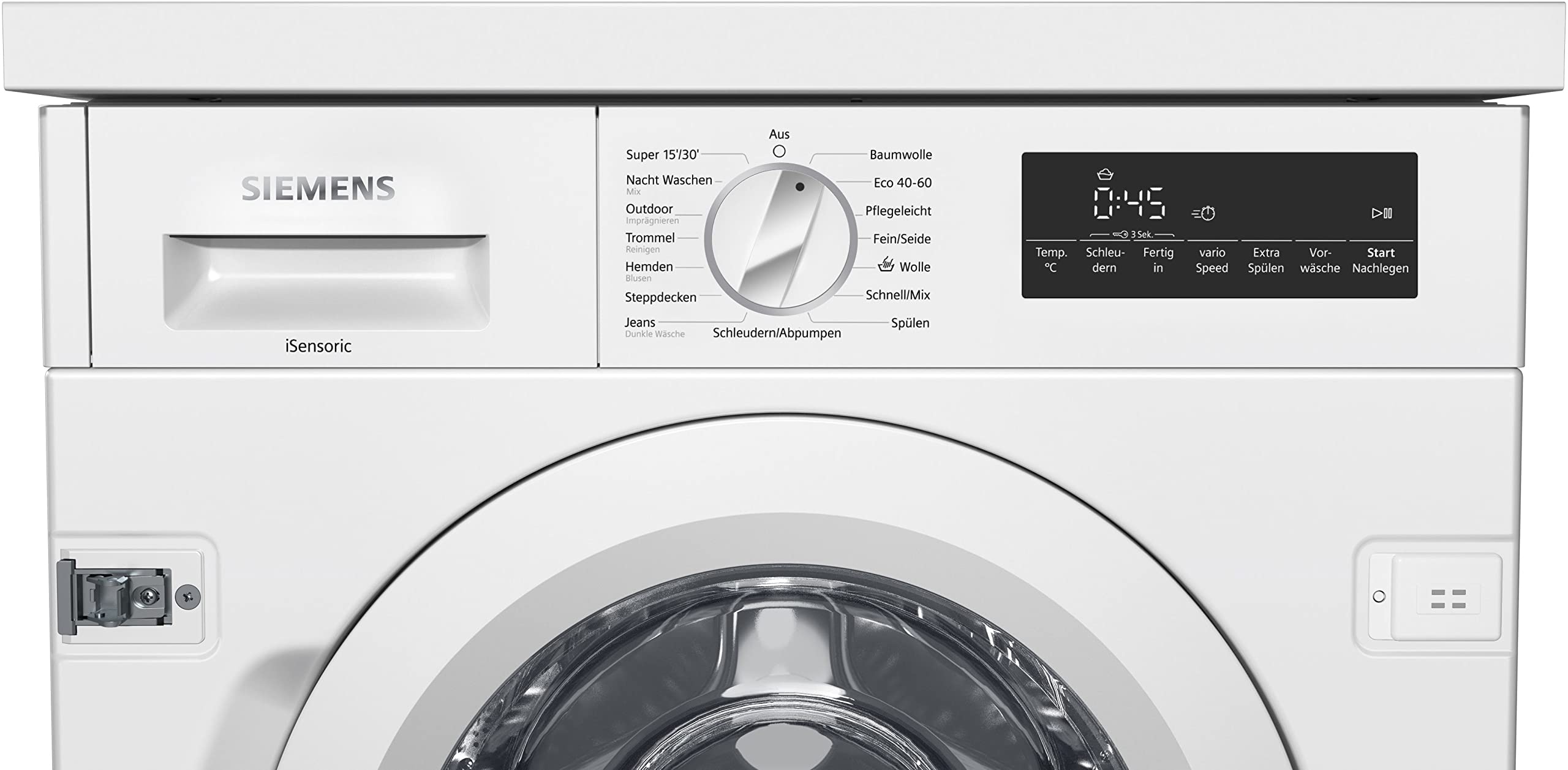 Siemens iQ700 Einbau Waschmaschine 8 kg 1400 UpM timeLight WI14W443 | Projektion der Restlaufzeit auf den Boden, schnelles speedPack L, leiser bürstenloser iQdrive Motor