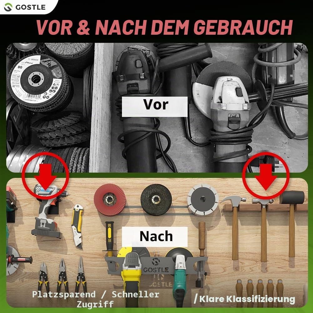 4 Bay Winkelschleiferhalter mit Scheiben, Hakenleiste, Schleifmaschinen, Elektrowerkzeuge-Halter, Aufbewahrungsregal, Wandhalterung, Organizer-Halterung für Schneider, Polierer mit