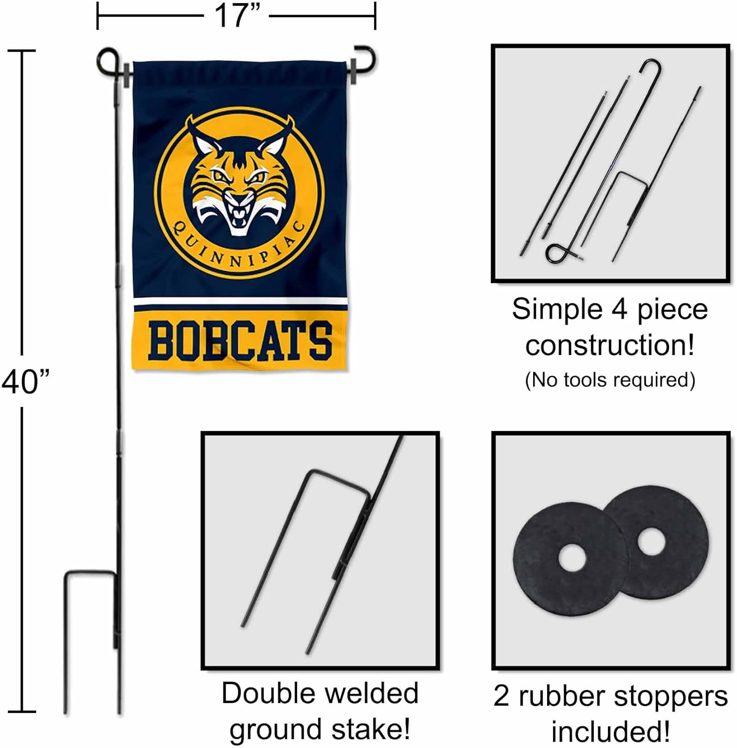 Quinnipiac Bobcats Garden Flag with Stand Holder - Image 3