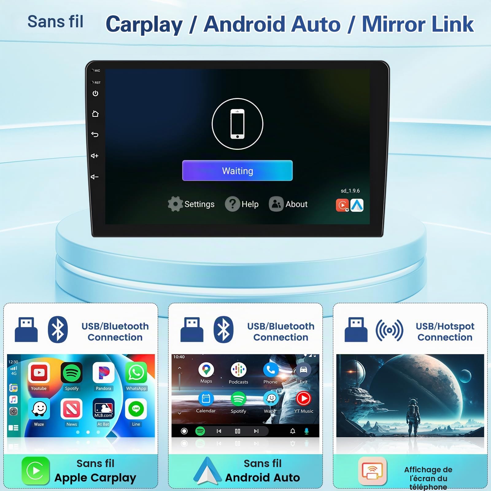 9" Écran Voiture Android Autoradio pour Toyota RAV4 2001-2006 2+64G | Android 15 Autoradio carplay/Android Auto sans fil Ecran Tactile 9" avec Bluetooth/WiFi/GPS/Caméra de Recul/FM/RDS/SWC/EQ
