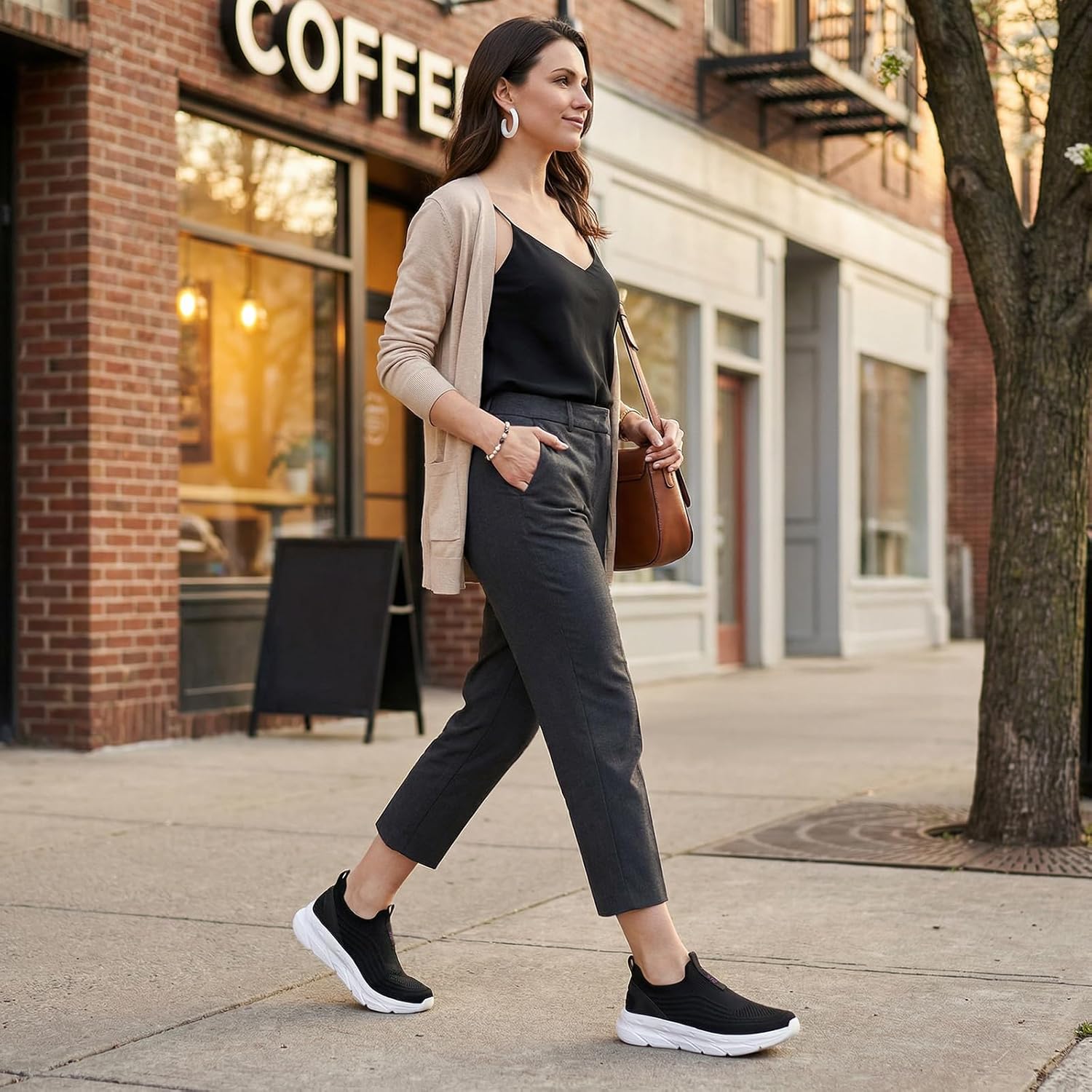 STQ Women's Slip on Sneakers Wide Toe Box Walking Tennis Shoes Cushion Sole Comfortable Orthopedic Arch Support Breathable Plantar Fasciitis Non-Slip Athletic Gym Workout Shoe - Image 2