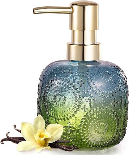 EMPO Dispensador de jabón de vidrio de color degradado desinfectante de gel de ducha jabón líquido para manos limpiador corporal botella gruesa con