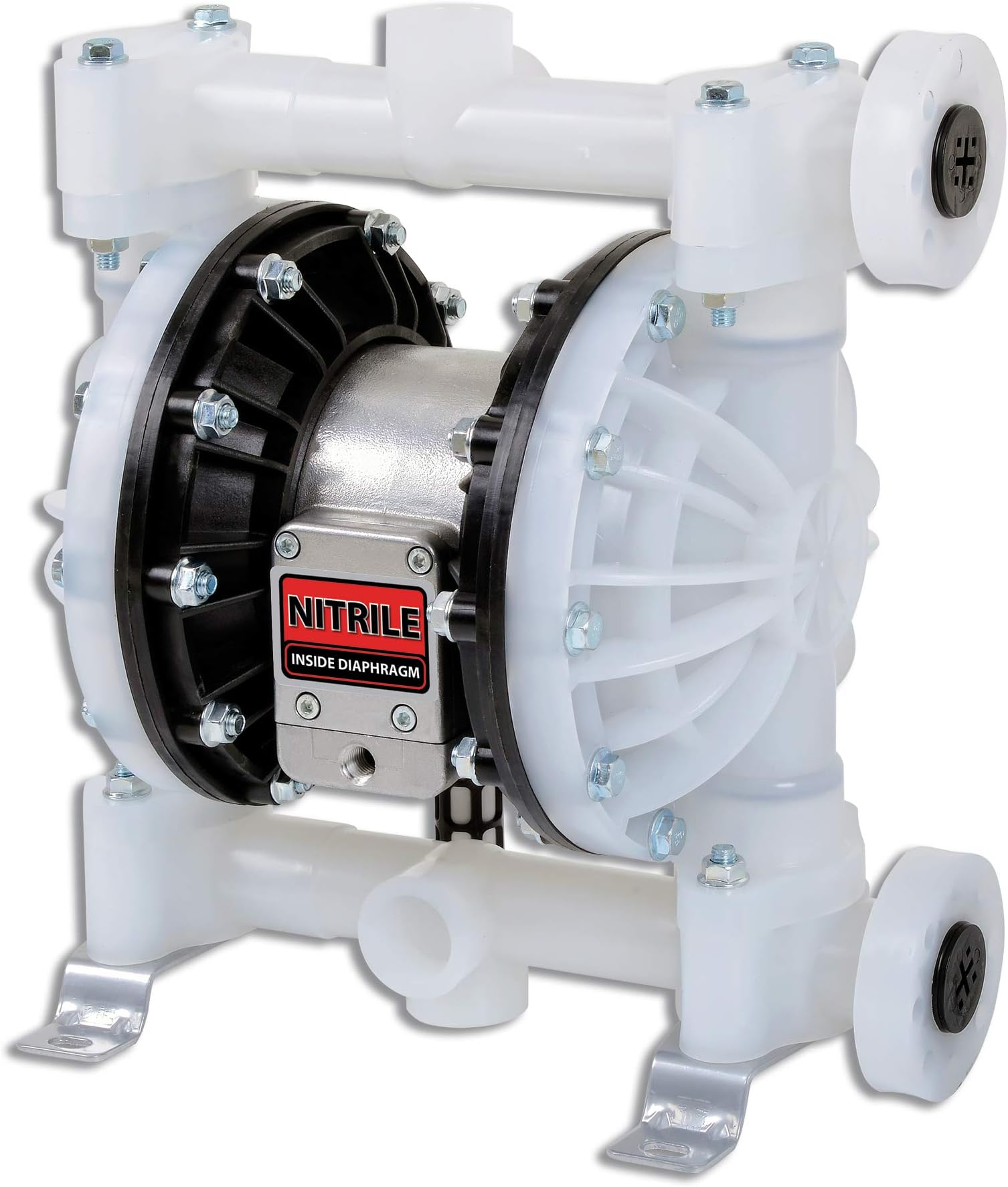 Fuelworks Heavy Duty Air Operated Pneumatic Double Diaphragm Transfer Pump 1" Inch Nitrile/NBR/Buna-N - 24gpm / 90gpm for Diesel, Grease, Kerosene and Oils