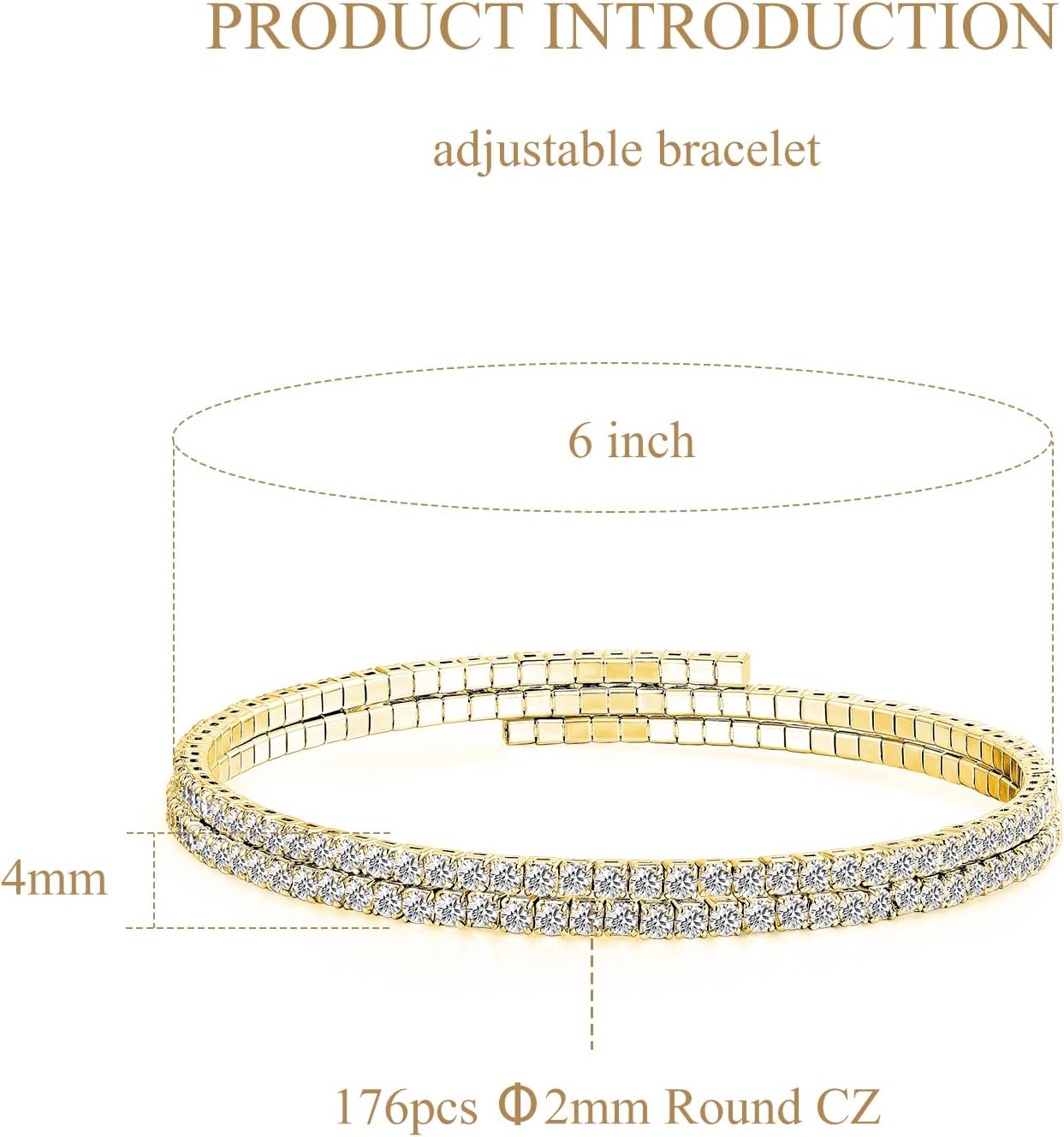 AiliFe Cuff Tennis Bracelet for Women: Crystal Adjustable Cubic Zirconia Silver Bangle - 14K Gold Plated Red Rhinestone Bracelets for Party Favors Bride Wedding Jewerly - Image 4