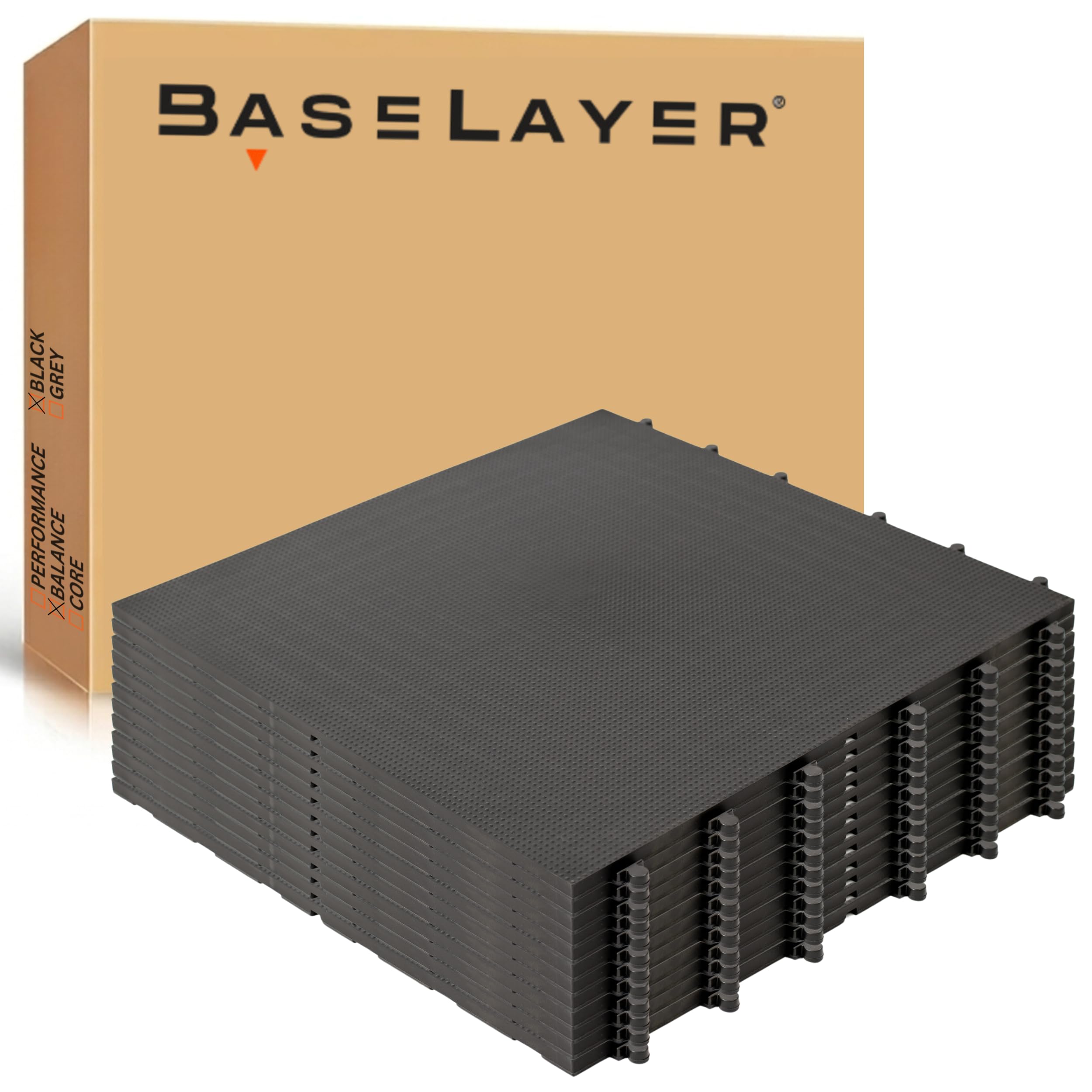 Baselayer Balance Series Interlocking Floor Tiles - Durable ½ in TPE (Rubber Like, NOT Foam, no Odor) - Gym Flooring for Cardio Equipment & Gymnastics