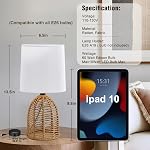 Ensemble de 2 lampes en rotin EJIAXIN, lampes de table mini de style ferme, lampes décoratives rustiques pour petites espaces, lampe de chevet de chambre, lampe de bureau