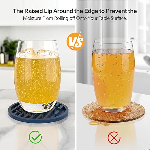 Miniatura 10 de Posavasos de silicona para bebidas, paquete de 8 posavasos con soporte, posavasos para mesa de café, posavasos para protección de mesa, decoración