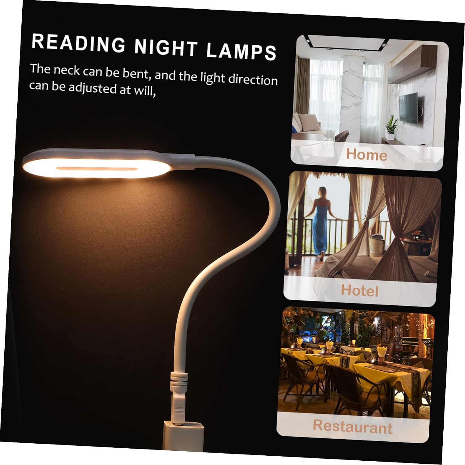USB Gooseneck Reading Lamp Bedside Night Light for Home Dorm Flexible USB Powered Reading -Caring Design