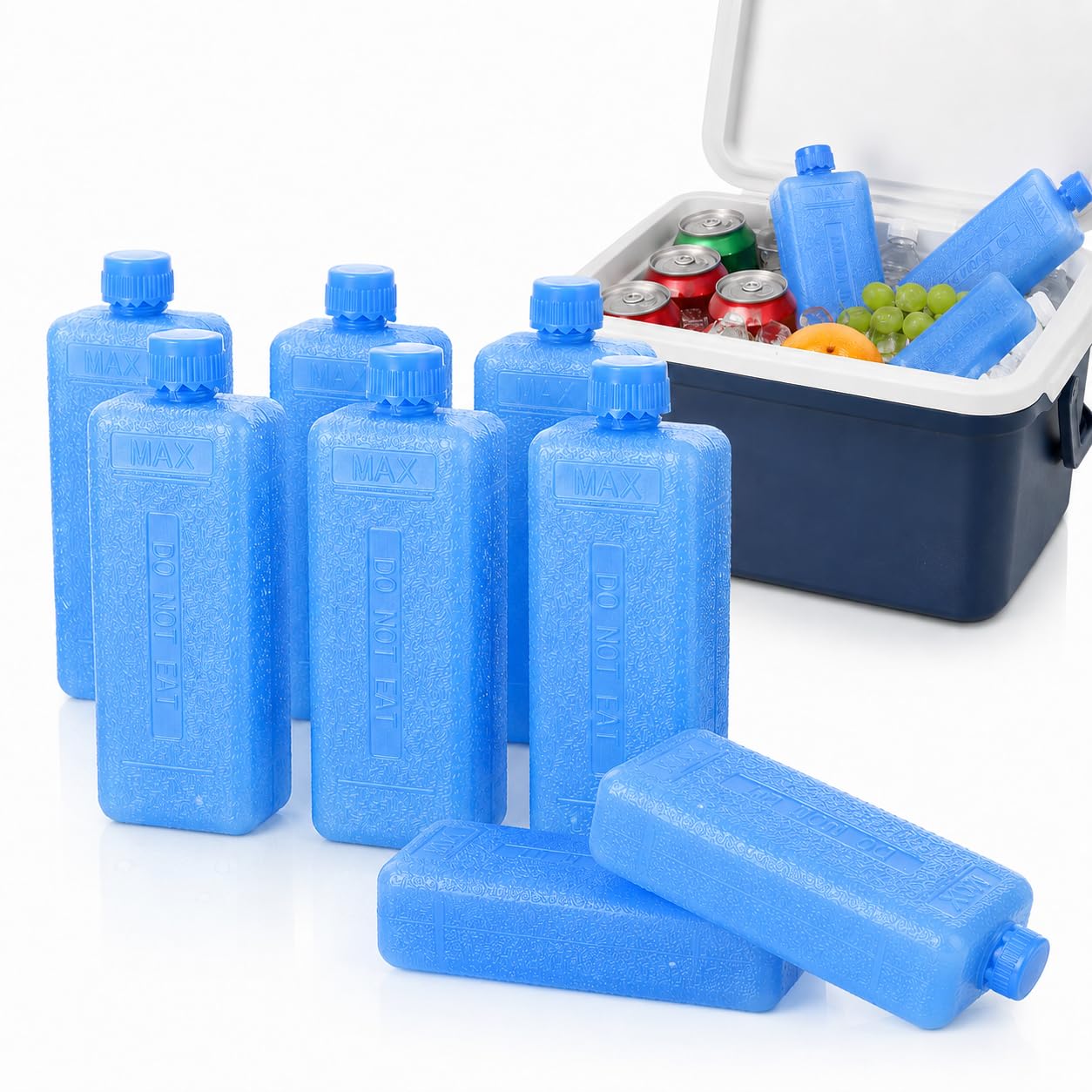 YARNOW 8pcs Ice Packs for Cool Box Slim Reusable Freezer Blocks Blue