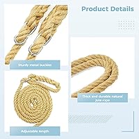 Vista 7 de Columpio de madera para árbol, columpio de madera para adultos/niños con capacidad de carga de 500 libras, cuerda de cáñamo ajustable y correas