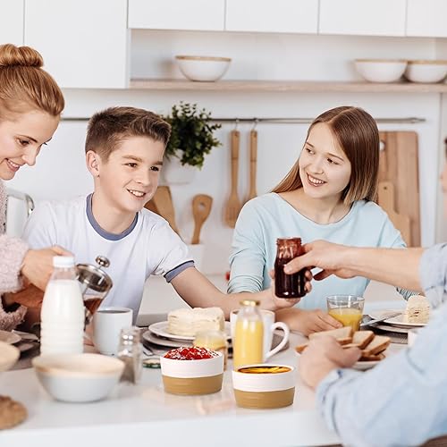 Miniatura 2 de Hasense Ramequines de cerámica, 4 onzas de crema Brulee Ramekins aptos para horno, pequeños ramequines juego de 6, mini platos de soufflé para