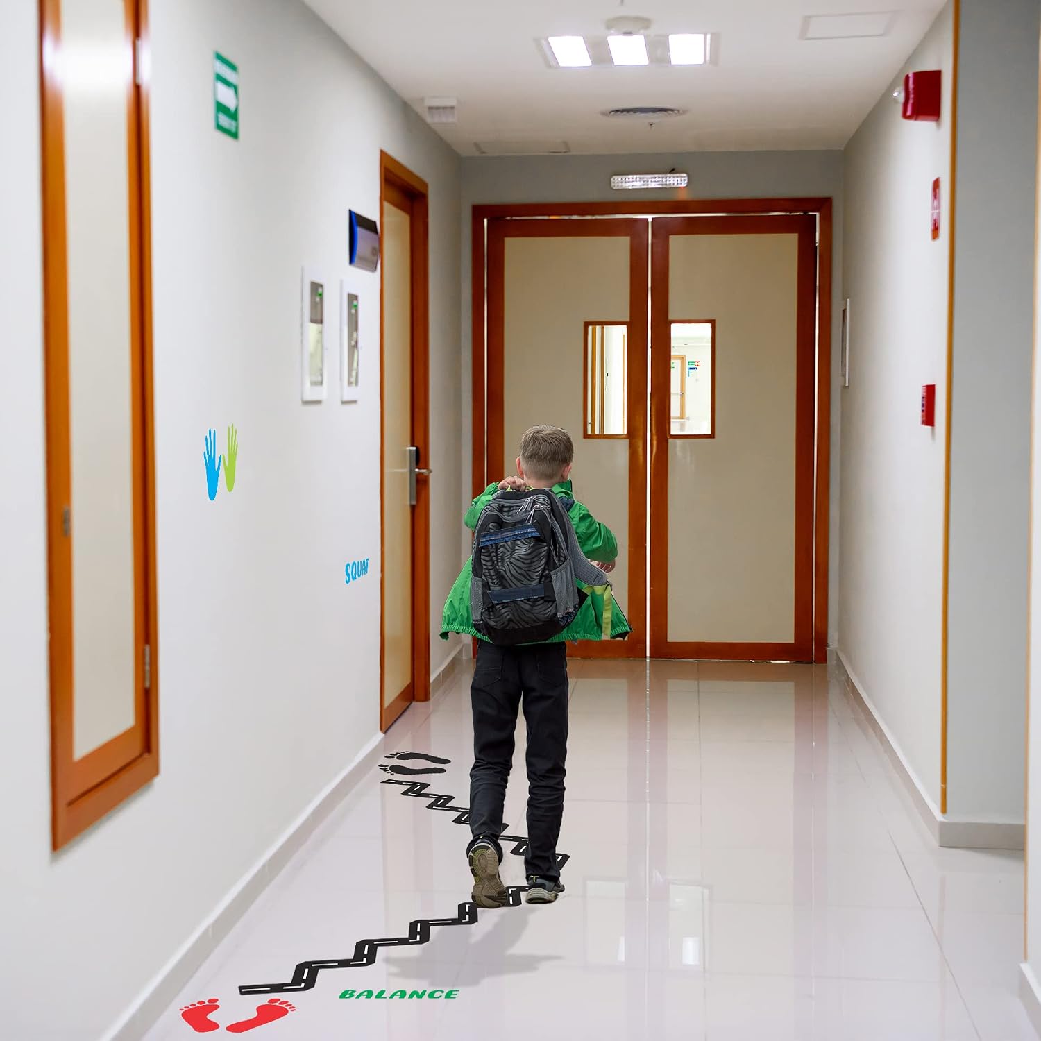 Classroom Decor Sensory Path Decals for Floor & Wall - Dynamic Hand & Foot Walk Path Hopscotch Floor Stickers for Boosting Gross Motor Skills