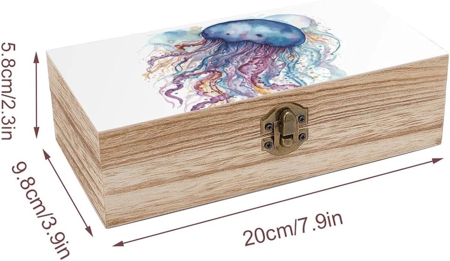 Vintage Wooden Storage Box with Front Clasp Keepsake Box with Lid image 2