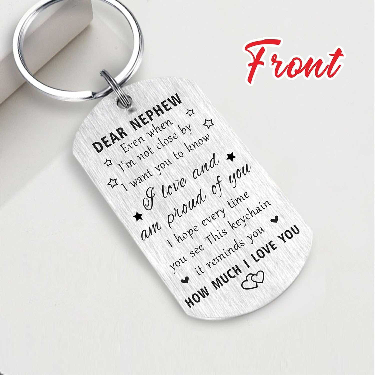 Resdink I Love You Nephew Gifts, Proud Dear Nephew Birthday Graduation Fathers Day Keychain for Boys Men - Image 4