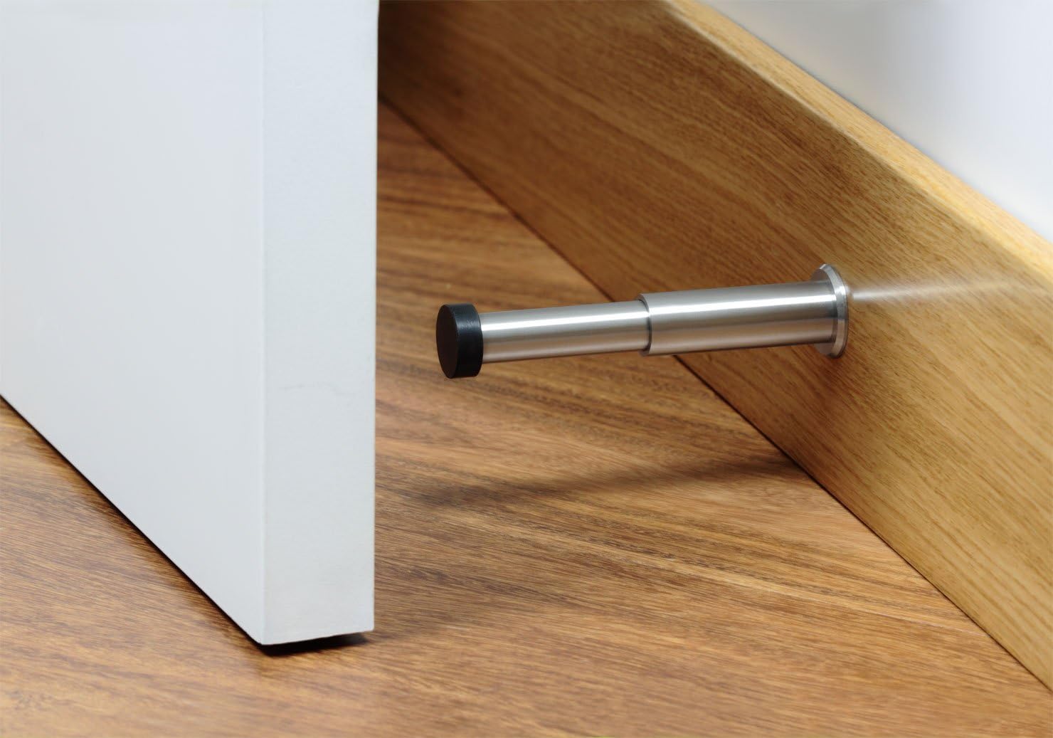 EVI Herrajes I-182 - Door Stop de wall, Adjustable, Finish matt INOX(Stainless Steel) Black Rubber