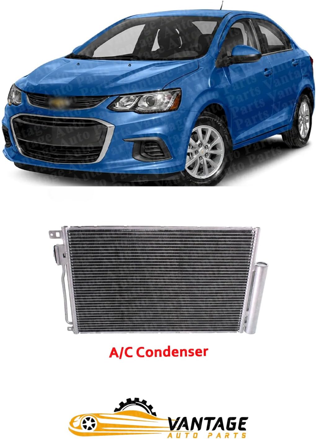 Front A/C Condenser Compatible With Chevrolet Sonic 2012-2018 | DIRECT REPLACEMENT | Aluminum | 95286873 | GM3030296