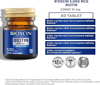Bioxcin Biotin & 15 mg Zinc Supplement Food 60 Tablets