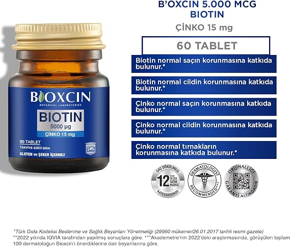 Bioxcin Biotin & 15 mg Zinc Supplement Food 60 Tablets
