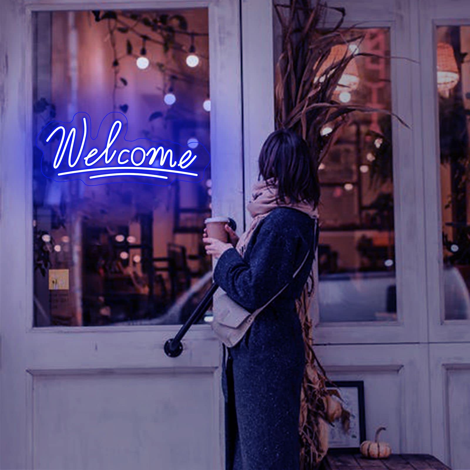 Welcome Neon Signs for Business Indoor Electric Light Up Bright Neon Light Sign for Wall Decor Creative LED Neon Business Light for Restaurant Salon Bar Coffee Shop Hotel Stores