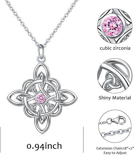 Miniatura 6 de FLYOW Collar de plata de ley 925 con circonita cúbica para el mes de nacimiento para mujer, regalo de cumpleaños