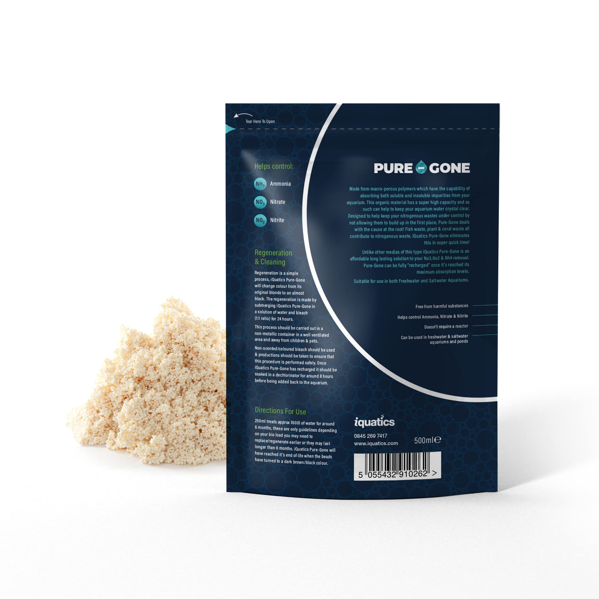 iQuatics Pure-Gone Organic Remover 100ml, Advanced Macro-Porous Polymer Filter Media for Freshwater & Marine Aquariums - Image 2