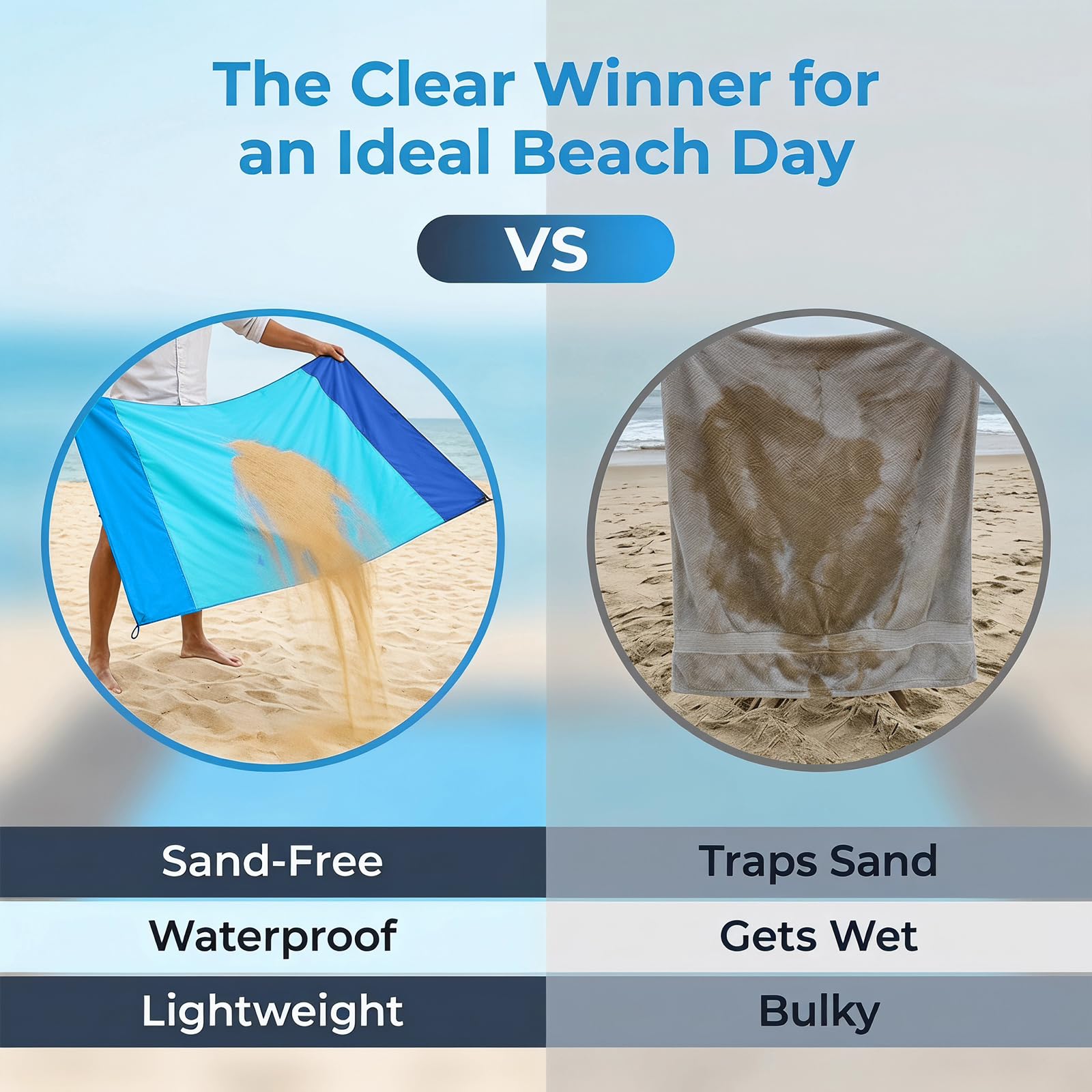 Esterilla de playa, manta de playa, manta de playa, plegable, se puede utilizar para excursiones, se puede guardar en la bolsa de almacenamiento incluida, lo que facilita el transporte