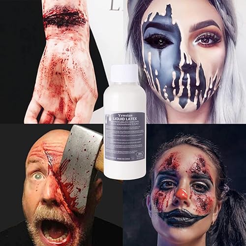 Miniatura 6 de Yeweian SFX - Maquillaje líquido de látex SFX, 2.1 onzas, monstruo de Halloween, payaso zombi, látex para quemaduras escaldadas, cicatrices, cortes,