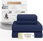 100% Feuille double en coton biologique 3 Set de pcs, feuilles de coton avec 16” Poche profonde, Snow Feuilles de lit pour College Dorm Essential, Crisp & Respirant, Percale, Comfy, Refroidissement naturel
