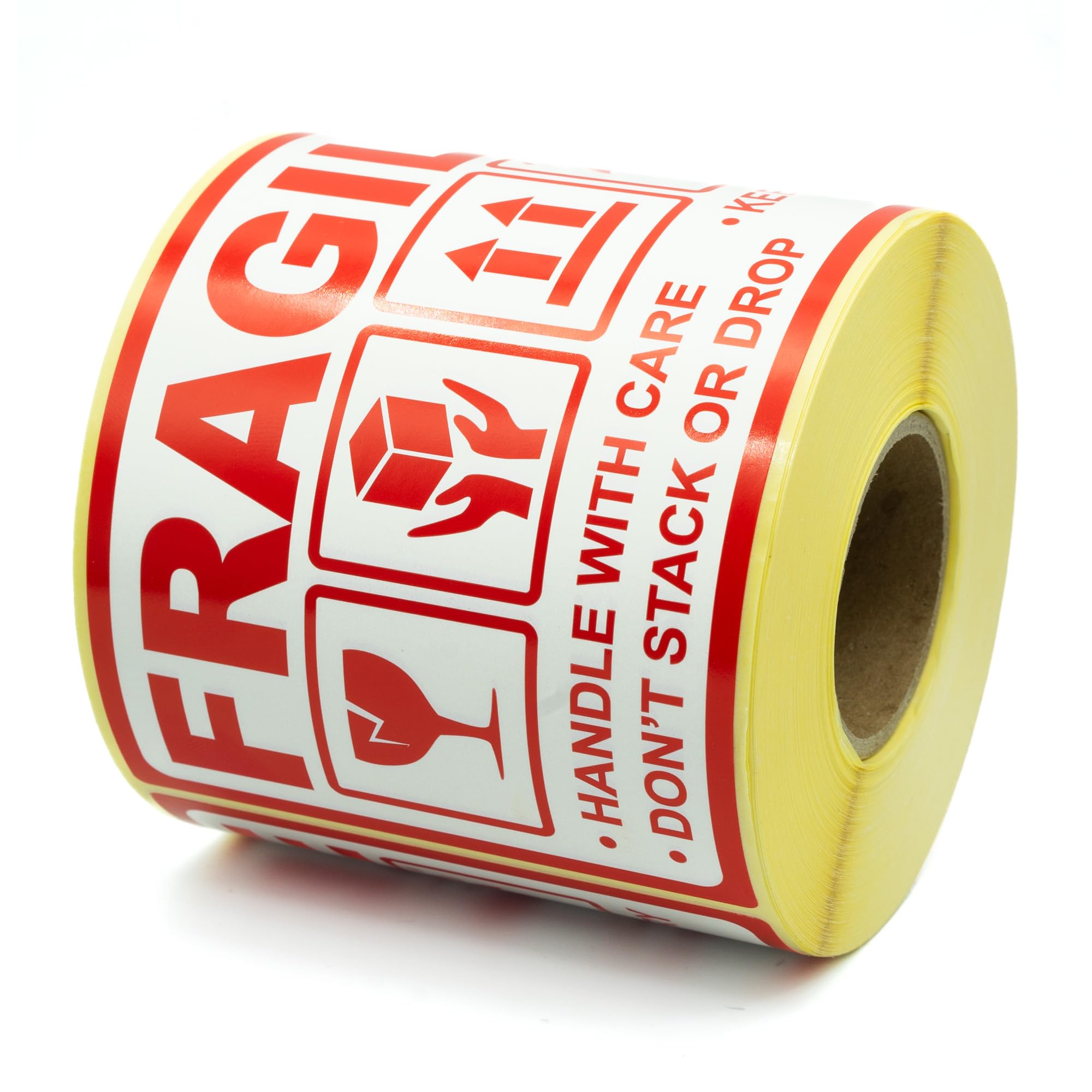 MD Labels Etykiety ostrzegawcze na rolce 90 x 150 mm Fragile- handle with care – keep dry – don't stack or drop- this way up - samoprzylepne etykiety wysyłkowe (300)