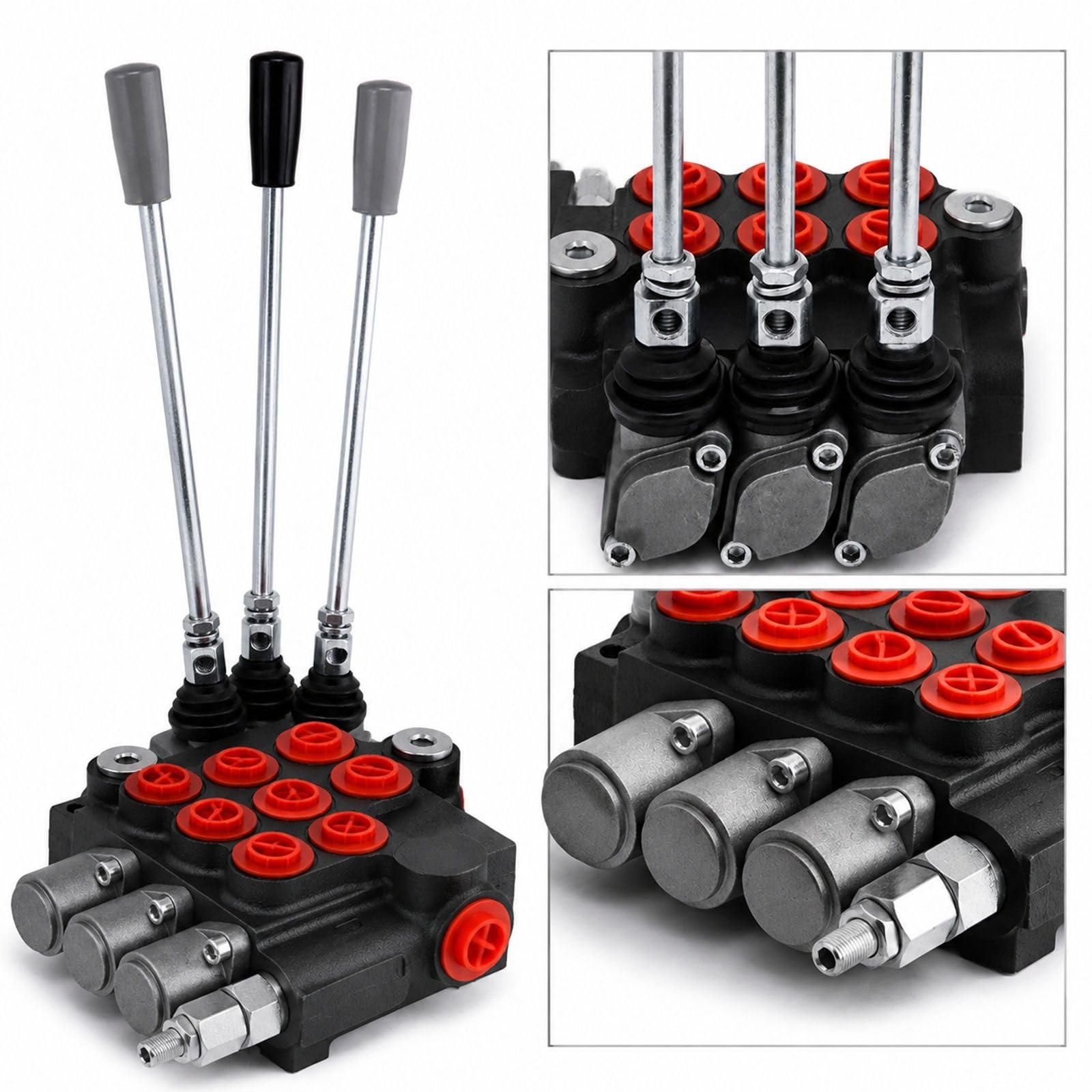 Vanne de commande hydraulique à 3 sections, 11 GPM 40 L/min, double effet, pour moteurs et pompe